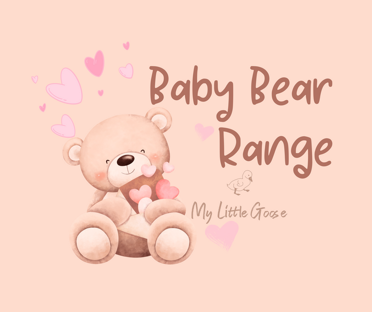 Adorable babywear from the Baby Bear Range, including rompers, tracksuits, and matching hats.
