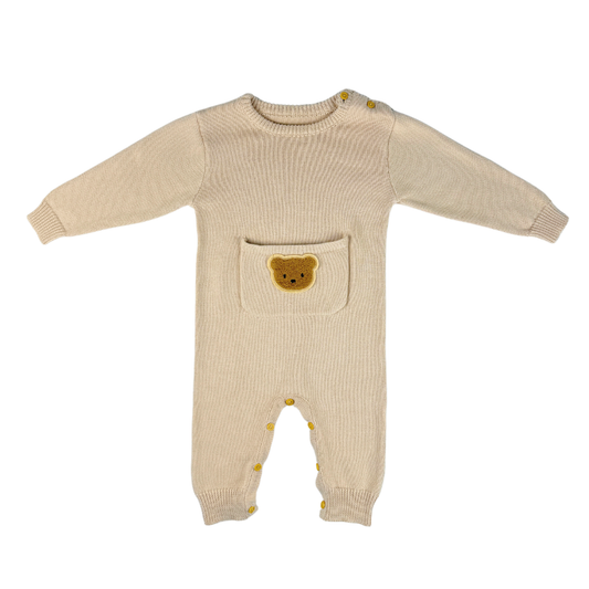 Baby Bear Knitted Pocket Romper