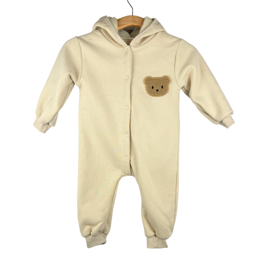 Beige Hooded Baby Bear Romper