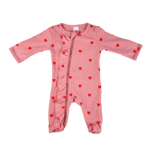 Pink Love Heart Baby Girl Romper